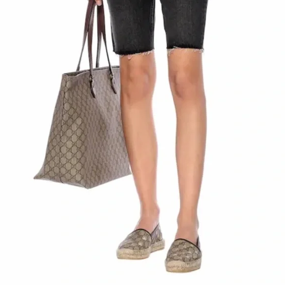 Gucci Logo Espadrille Flat Bees size 37.5 - Picture 4 of 16
